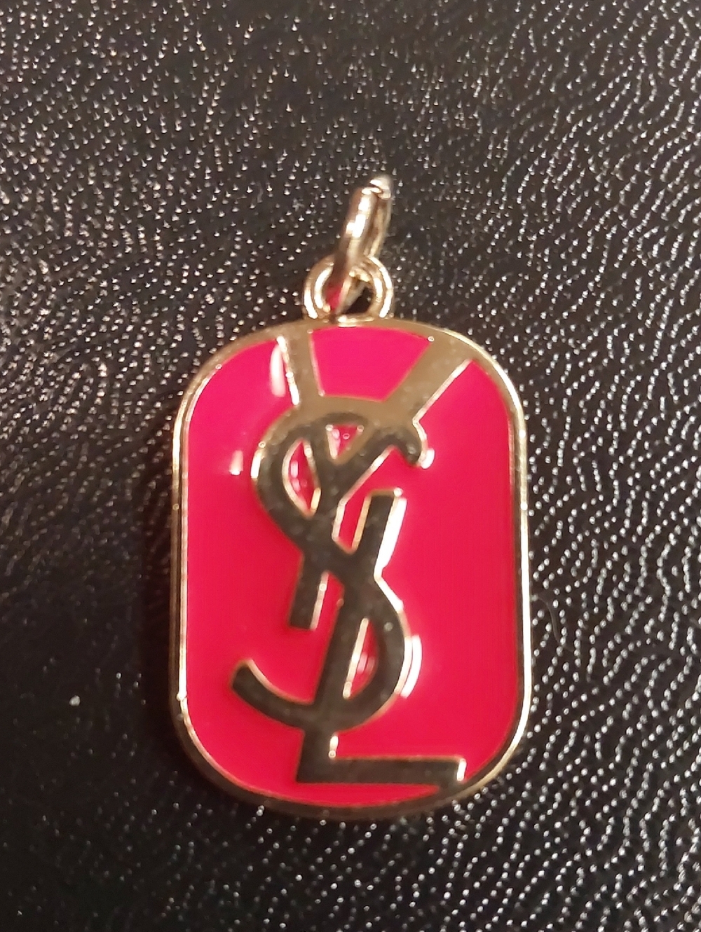 Yves Saint Laurent Hot Red & Gold Enamel Logo Charm Pendant